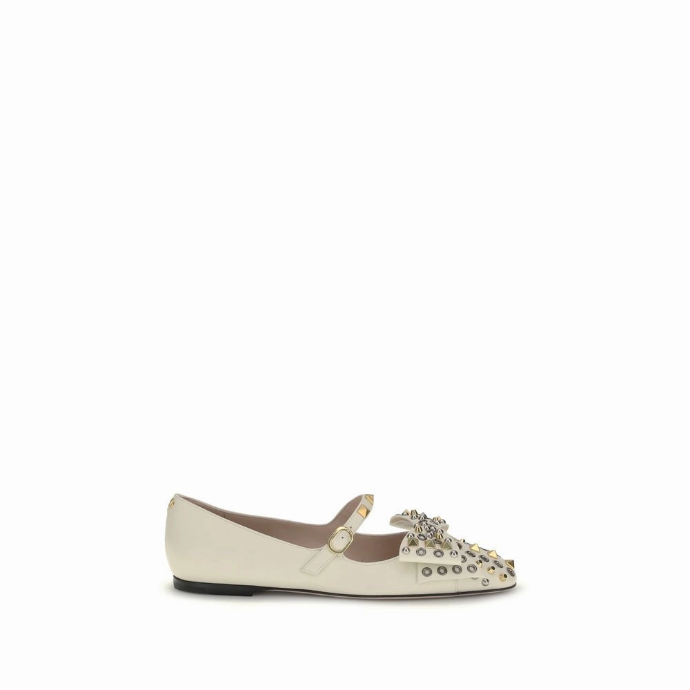 Flat Summer Shoes For Work Valentino Garavani Cream Goatskin Ballet Flats