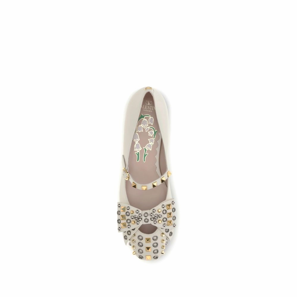 Valentino Garavani Cream Goatskin Ballet Flats Shoes Flats Wide