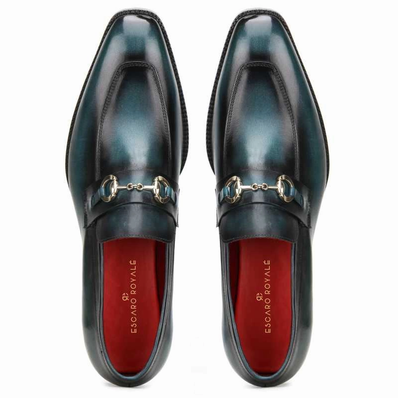 Vanetia Ombre Horsebit Loafers In Teal Blue