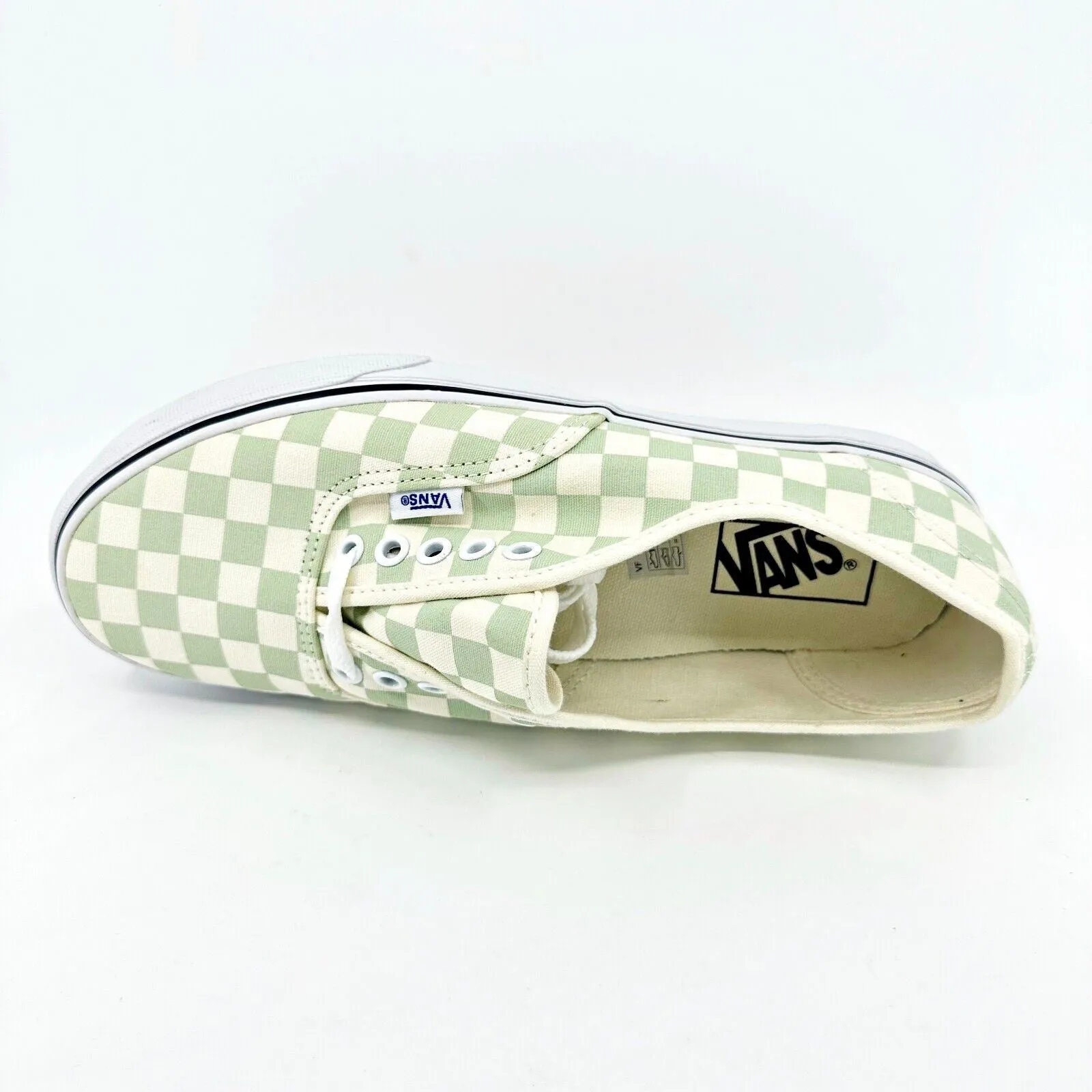 Expended Seveno Casual Shoes Vans Authentic (Checkerboard) Ambrosia Green White Womens Casual Shoes