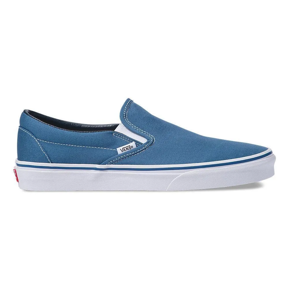 Vans Unisex Classic Slip On Navy Canvas Cushioned Shoes For Flat Feet
