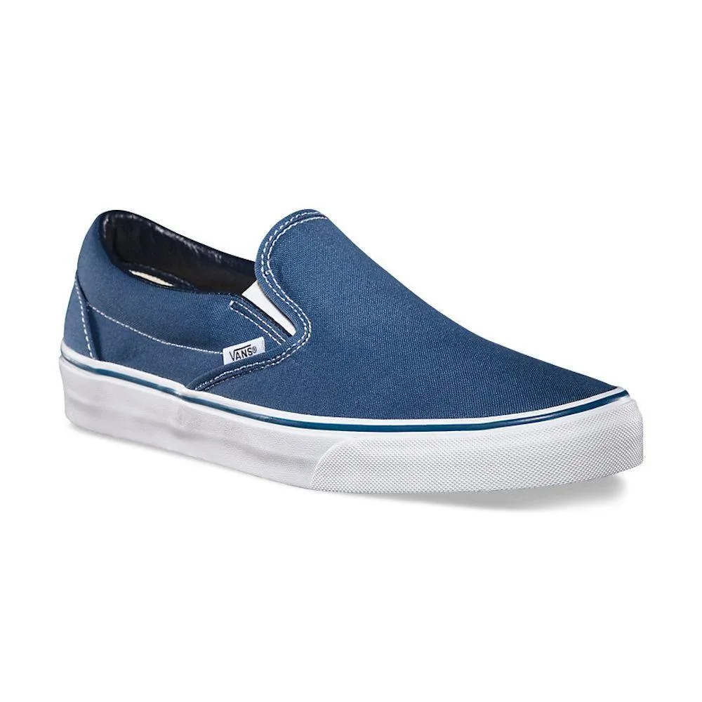 Buckle Flat Shoes Vans Unisex Classic Slip On Navy Canvas