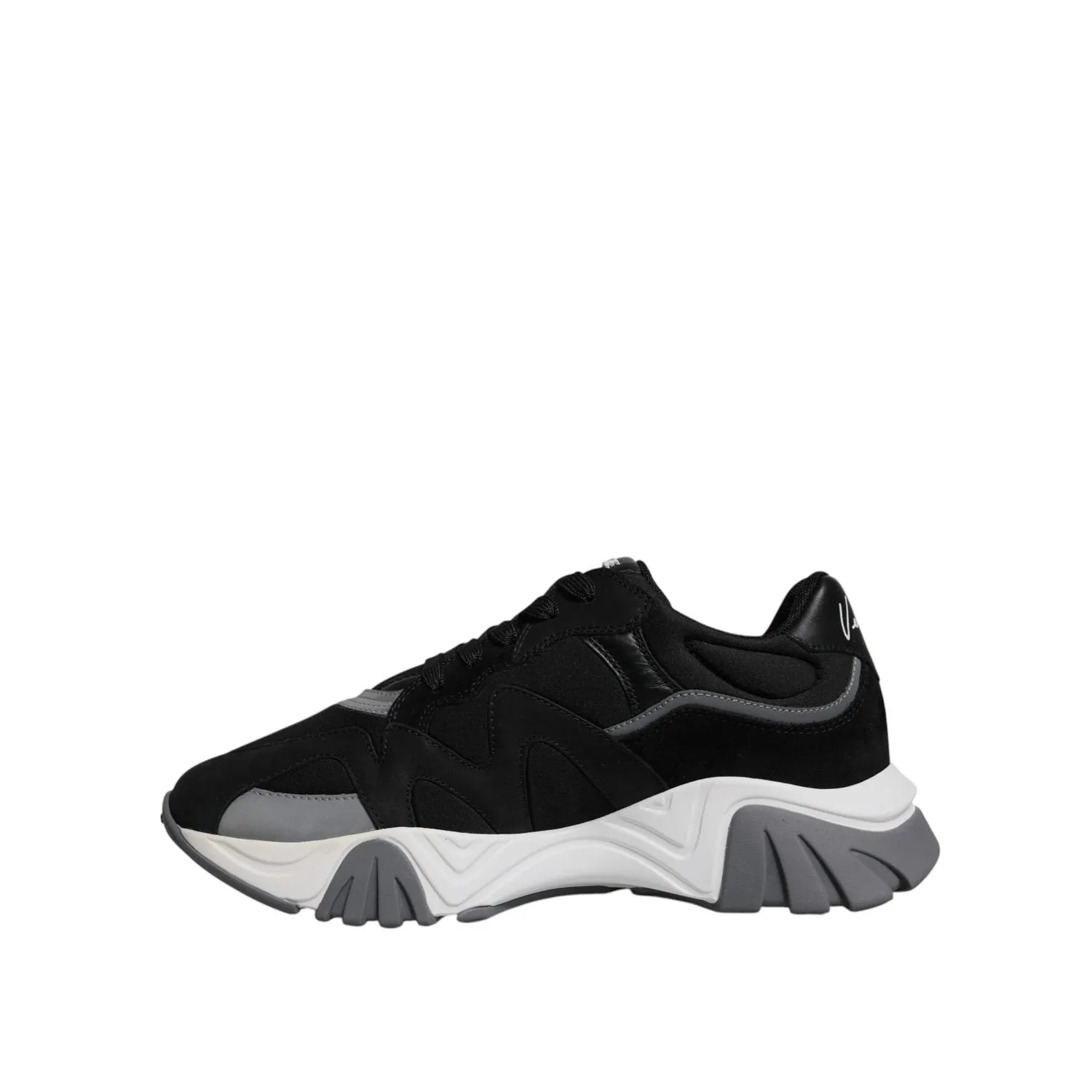 Dark Sneakers Versace Black Leather Neoprene Chunky Low Top Sneakers Squalo Shoes