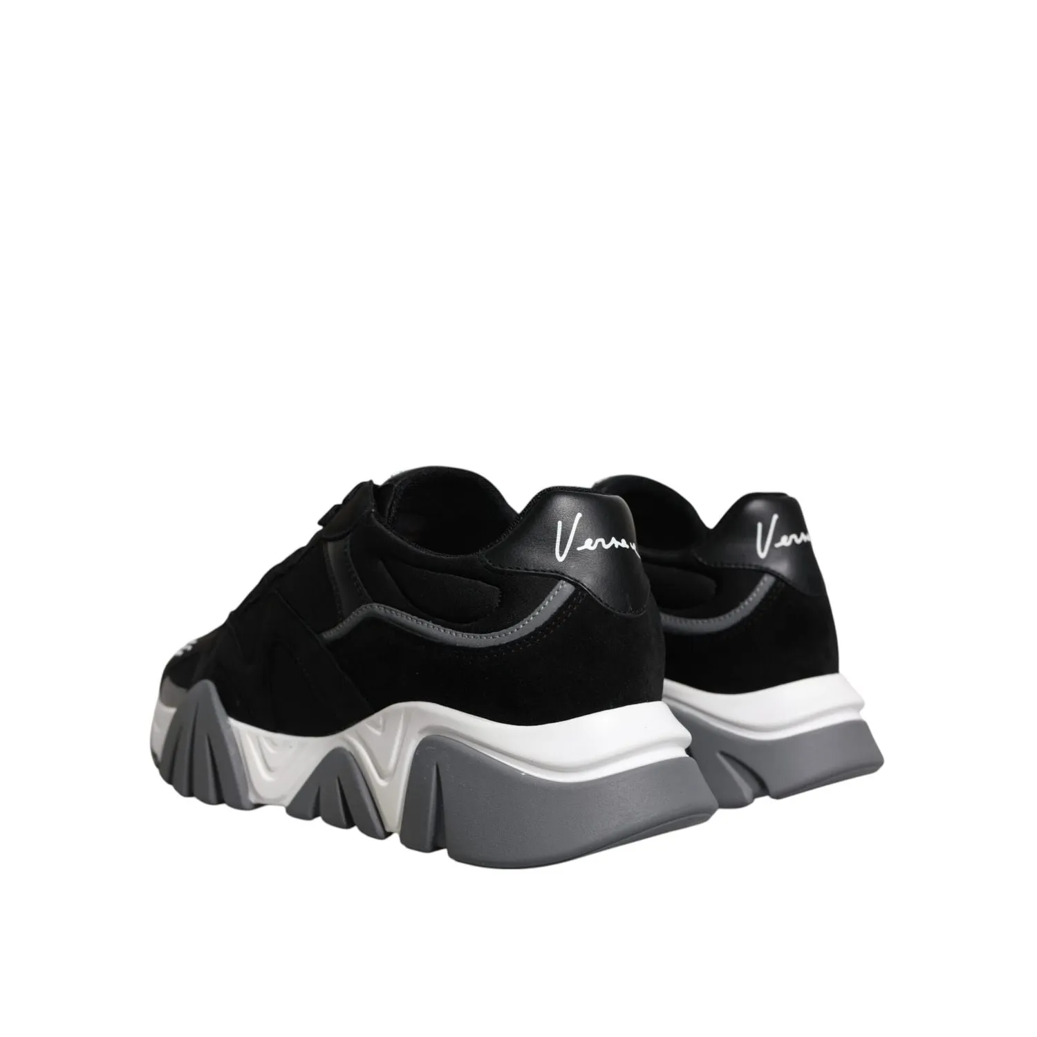 Nautica Sneakers Versace Black Leather Neoprene Chunky Low Top Sneakers Squalo Shoes