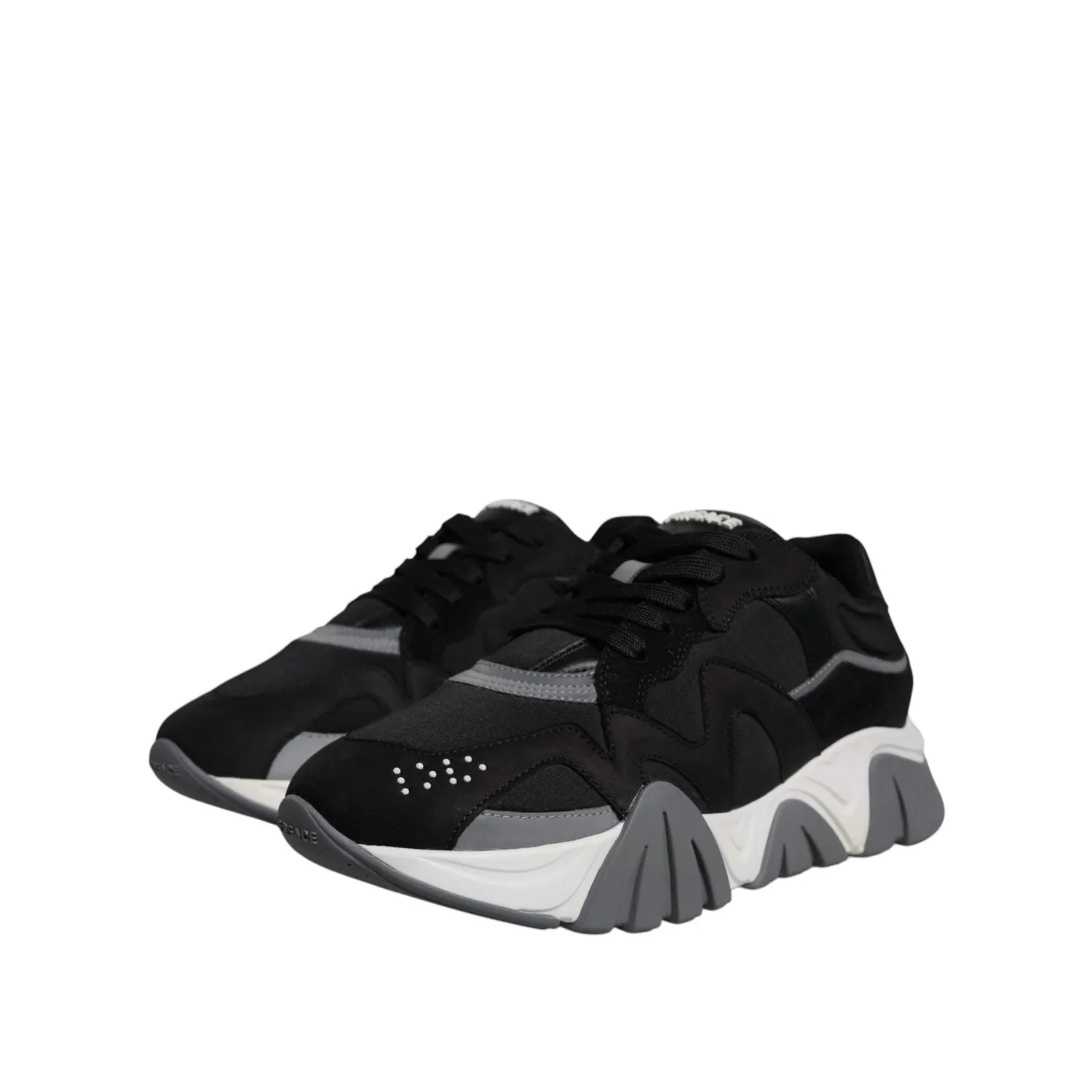 Lacoste Sneakers Versace Black Leather Neoprene Chunky Low Top Sneakers Squalo Shoes