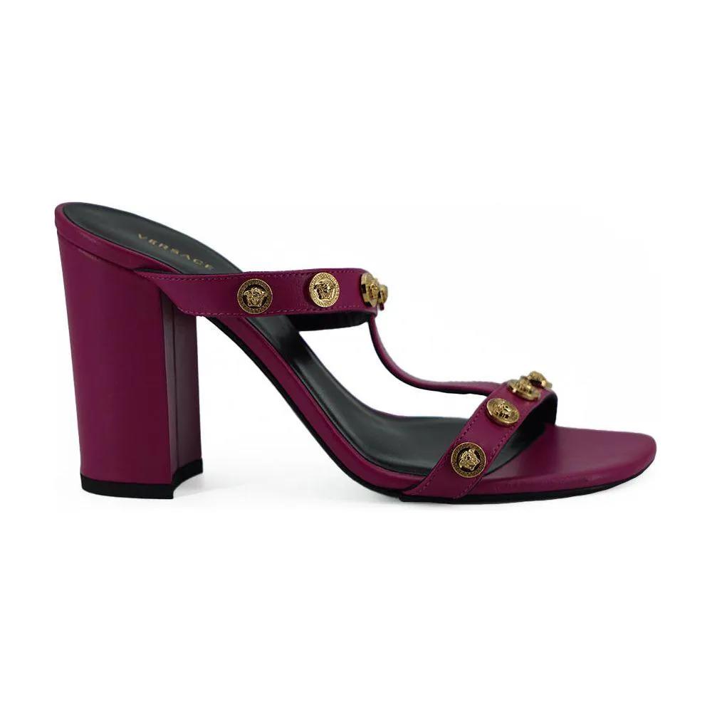 Versace Elegant Purple Calf Leather High Sandals Dress Platform Sandals