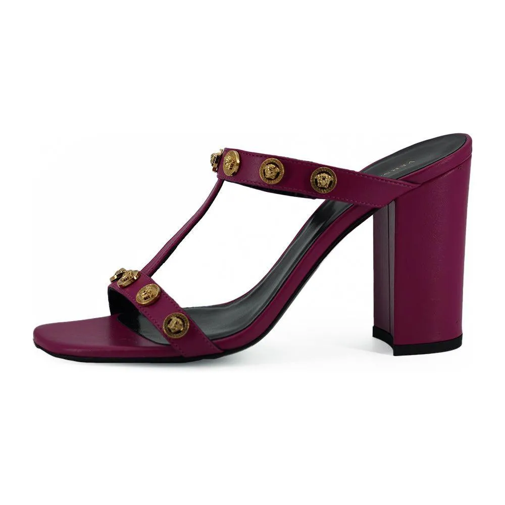 Versace Elegant Purple Calf Leather High Sandals Sandals For Yoga