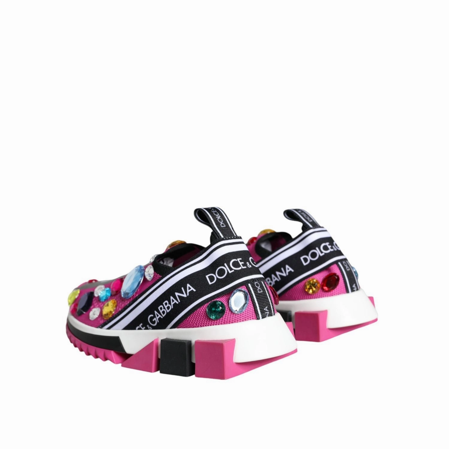 Flight Attendant Shoes Flats Dolce & Gabbana Pink Sorrento Crystals Low Top Sneakers Shoes