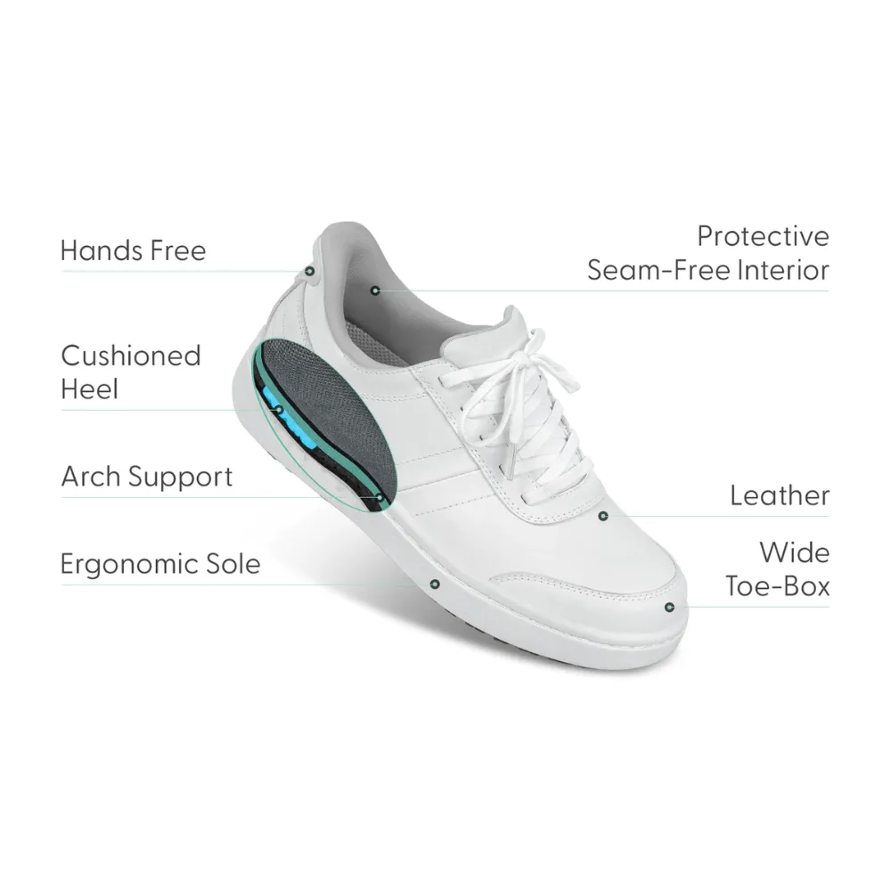 Platform High Top Sneakers Orthofeet Wander - Women Hand's Free Athletic Sneakers White - 81104M