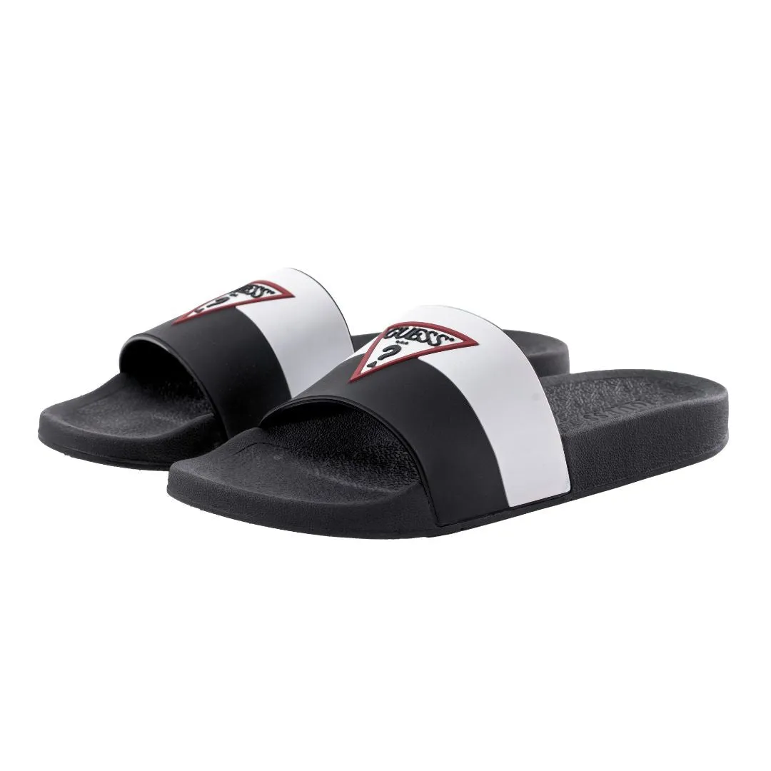 GUESS Eroman Slides Men - BLKWHT Leather Slippers
