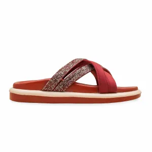 Maroon Formal Slipper For Ladies PU0584 Folding Ballet Slippers