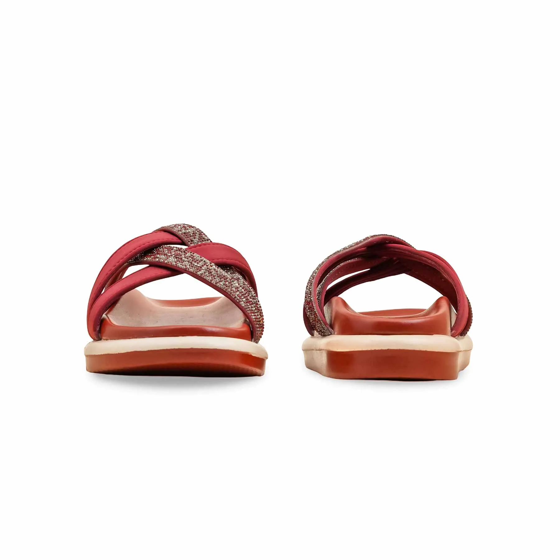 Teddy Bear With Bunny Slippers Maroon Formal Slipper For Ladies PU0584