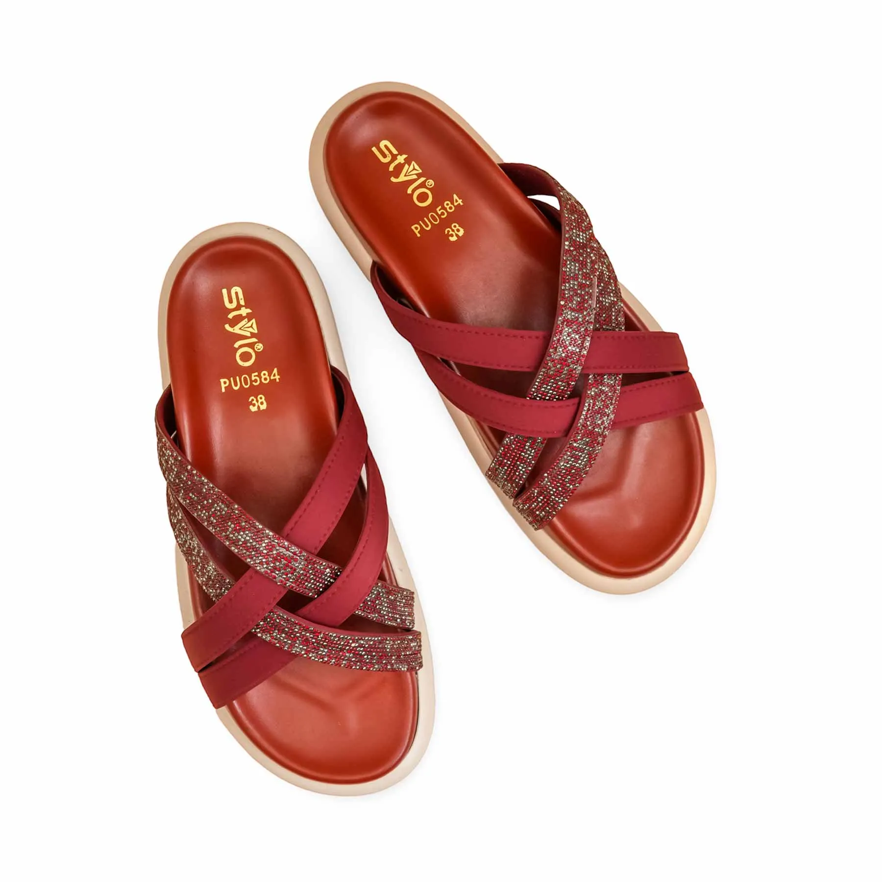 Maroon Formal Slipper For Ladies PU0584 Kitty Slippers Relic Puzzle