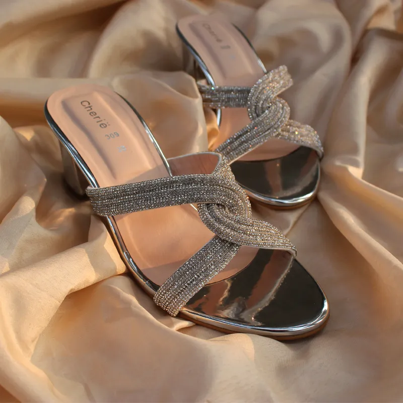 Heated Slippers Near Me Sliver Stylish Heel Slippers for Women