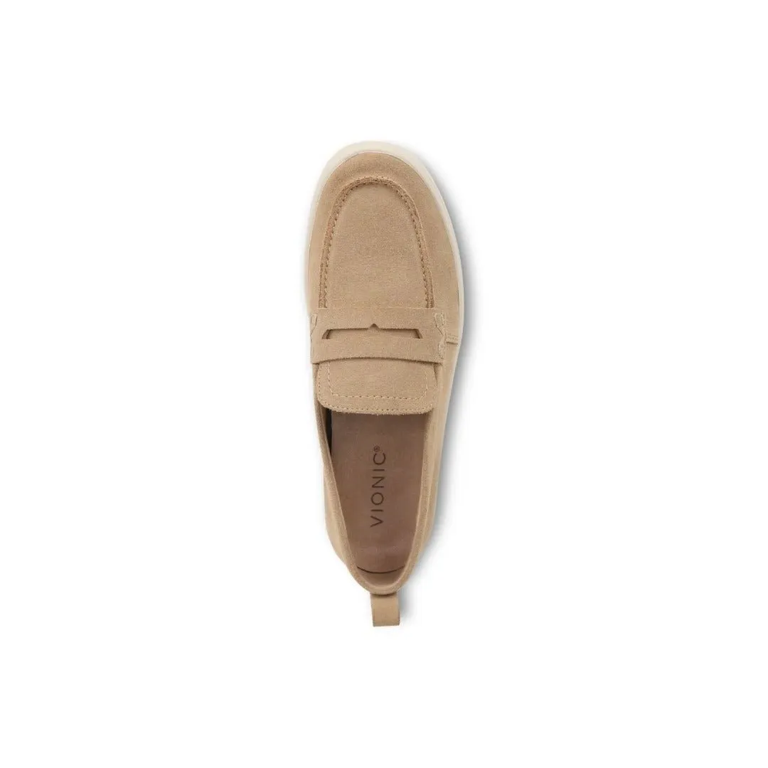 Vionic Women's Uptown Loafer Sand Suede Shoes Union Loafers Bagels
