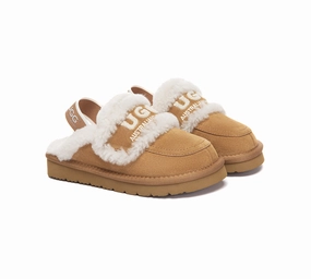Disquette Slippers AUSTRALIAN SHEPHERD UGG Slippers Kids Sheepskin Wool Slingback Rilee