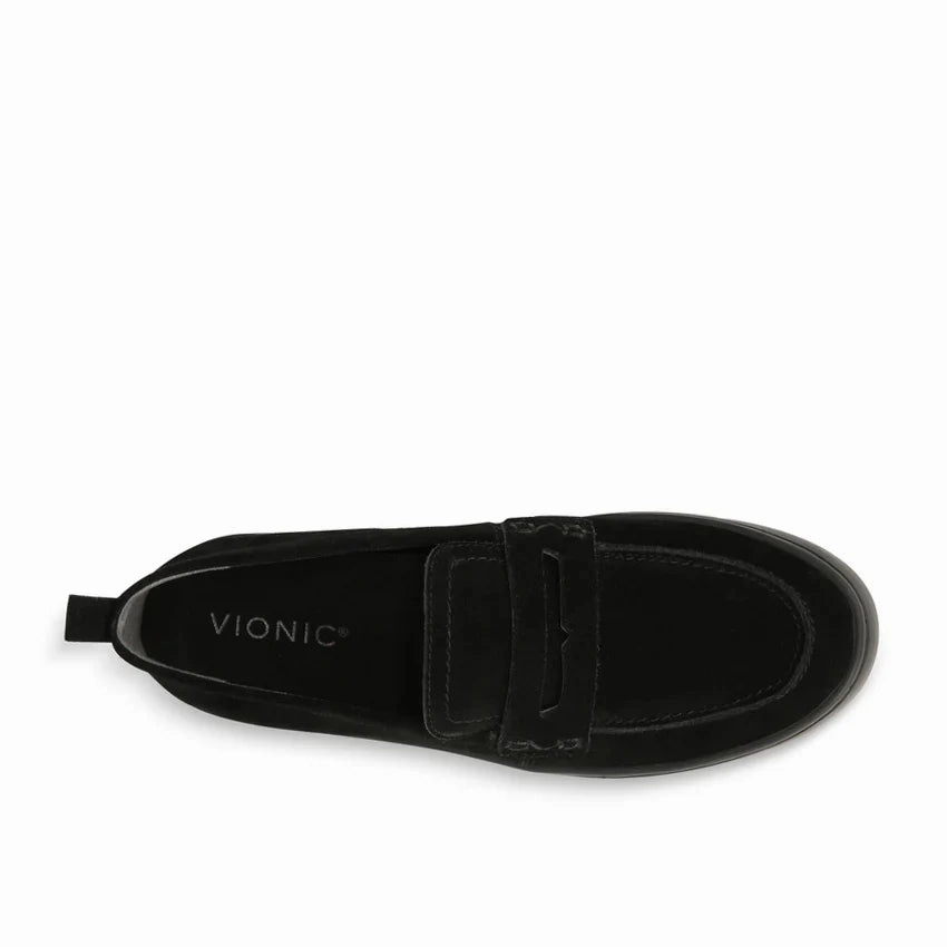 Vionic Women's Uptown Loafer  Black Slip-On Comfort Shoes with Orthotic Support for All-Day Wear Loafers Toe Split