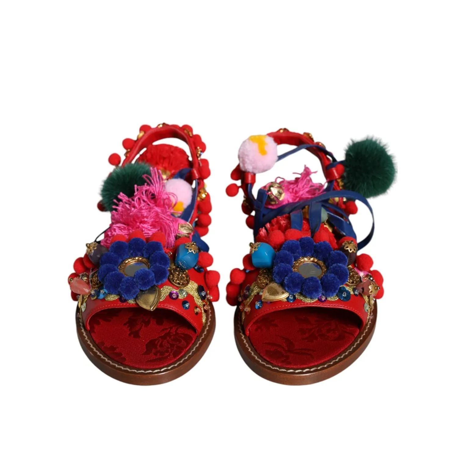 Best Tennis Shoes For Flat Feet Dolce & Gabbana Multicolor Pom Pom Fur Wrap Sandals Shoes
