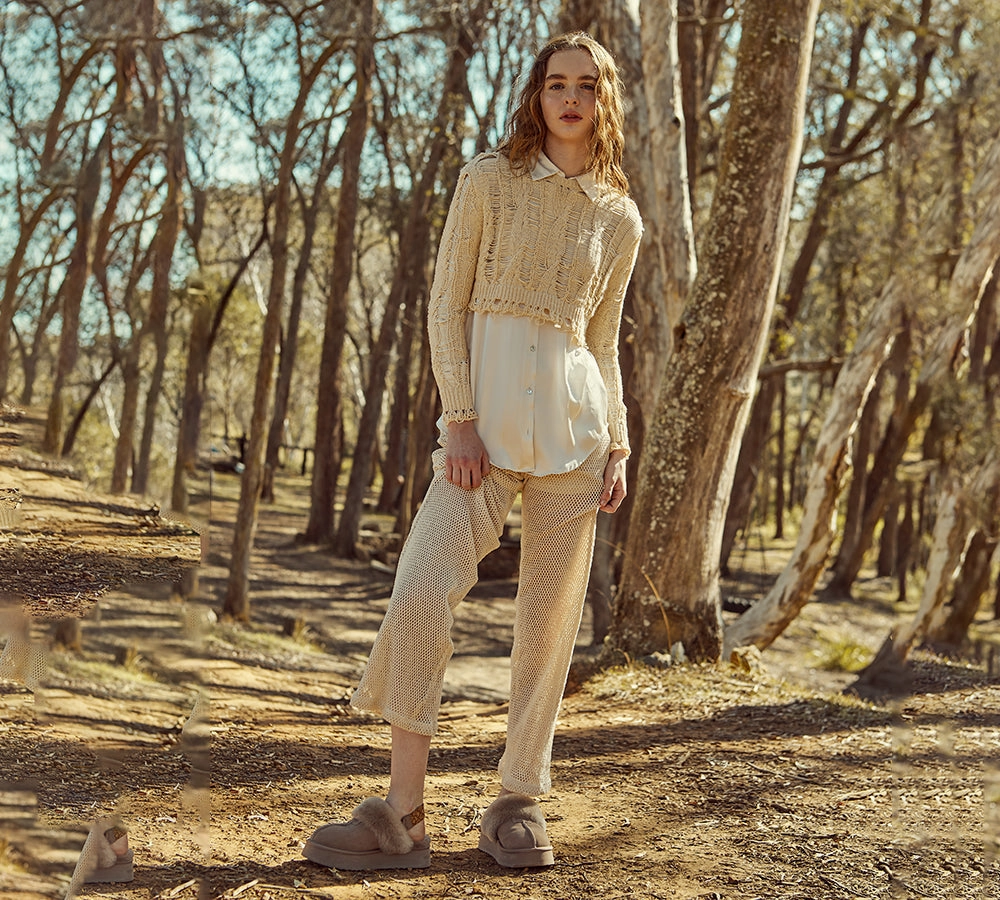 EVERAU UGG Women Removable Strap Slingback Platform Slippers Forever