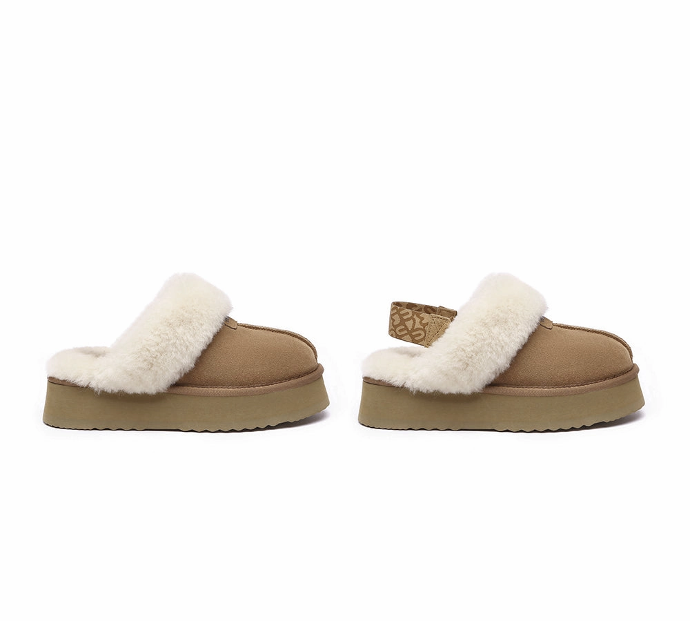 EVERAU UGG Women Removable Strap Slingback Platform Slippers Forever
