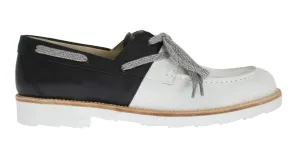 White Black Leather Shoes Loafers Oxford