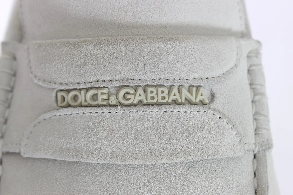 Woven Penny Loafers White Leather Suede Loafers