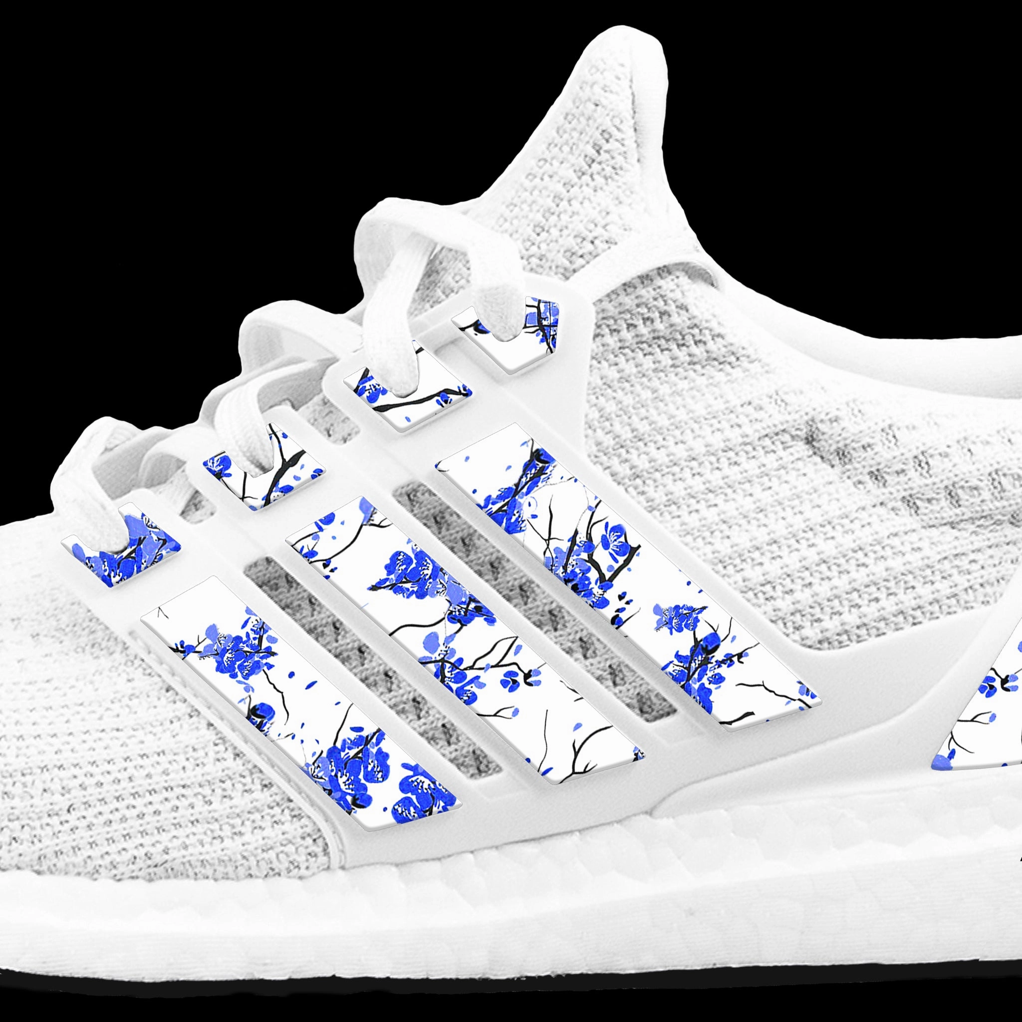 Customizable Adidas Shoes White/Blue Sakura Stripes for Ultra Boost