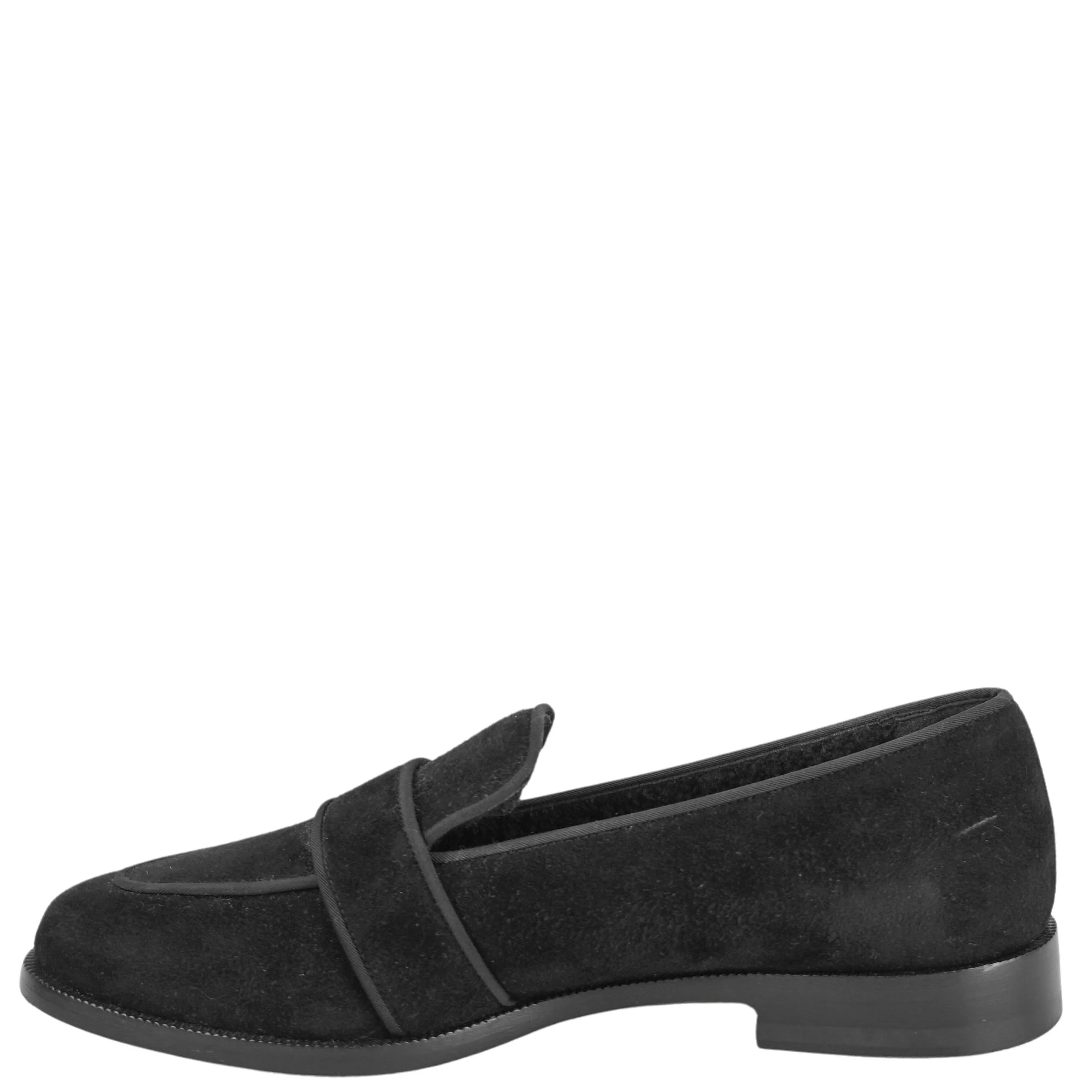 Aquazarra Martin Shearling Suede Loafers in Black Priority Mail Shoe Box Flat Rate