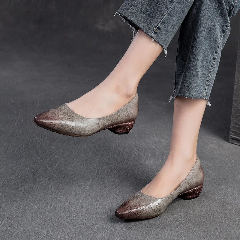 Birkenstock Boston Soft Footbed Casual Shoes Women Retro Embossed Leather Chunky Heel Pumps Shoes