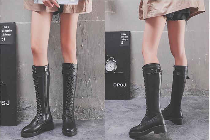 Satin Shoes Women Long Boots High Boots Flat Boots Big Size