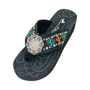 Womens Flip Flops Women's Embroidered Wedge Flip-Flops