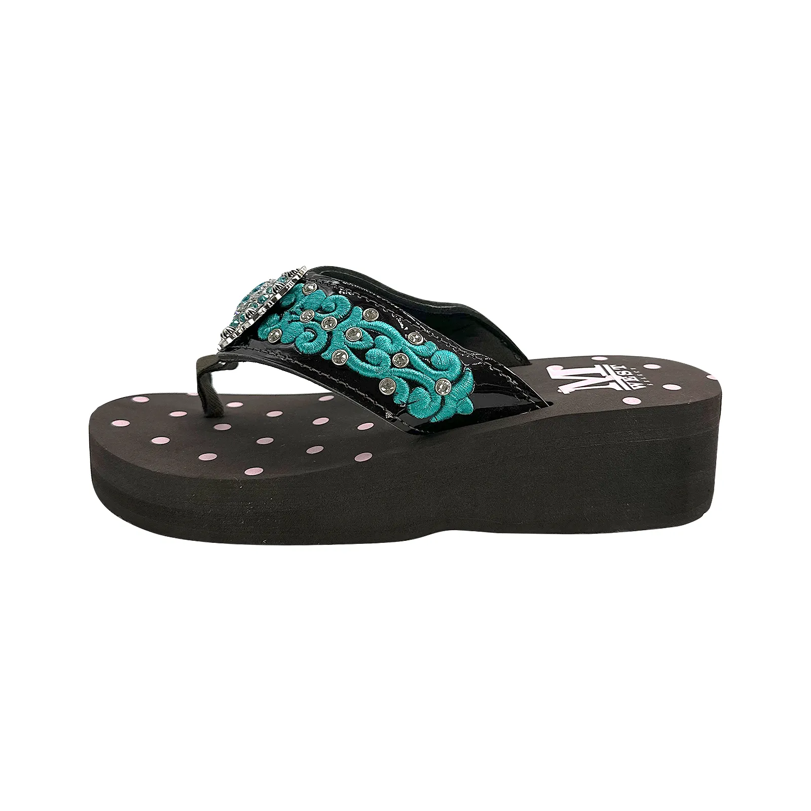 Women's Embroidered Wedge Flip-Flops Flip Flops Discount Code