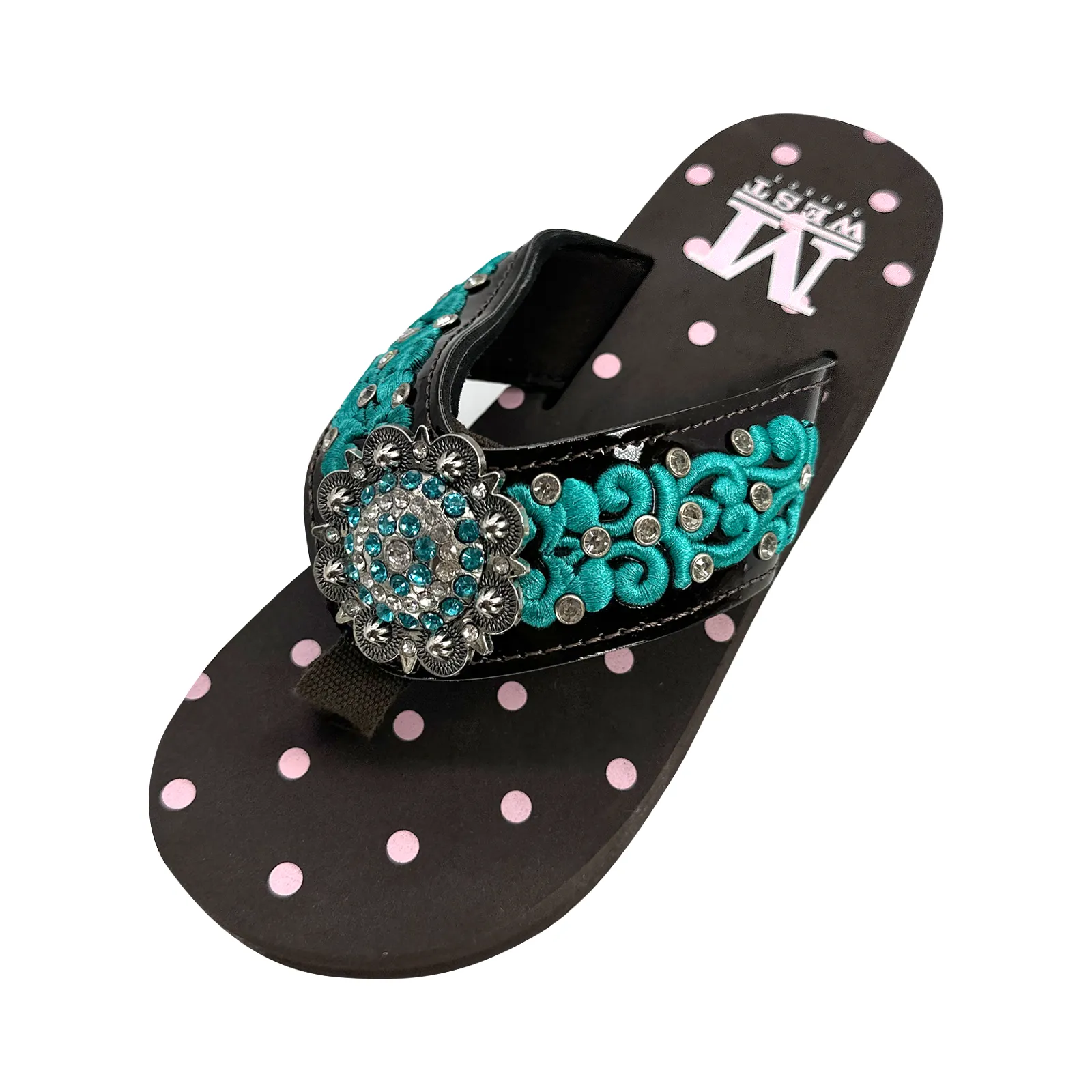 Women's Embroidered Wedge Flip-Flops Flip Flops Size 9
