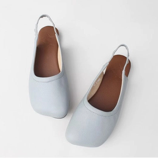 Square Toe Comfortable Sandals Flat Handmade Shoes Peep Toe Shoes