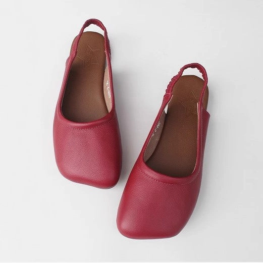 Non Slip Flat Shoes Square Toe Comfortable Sandals Flat Handmade Shoes