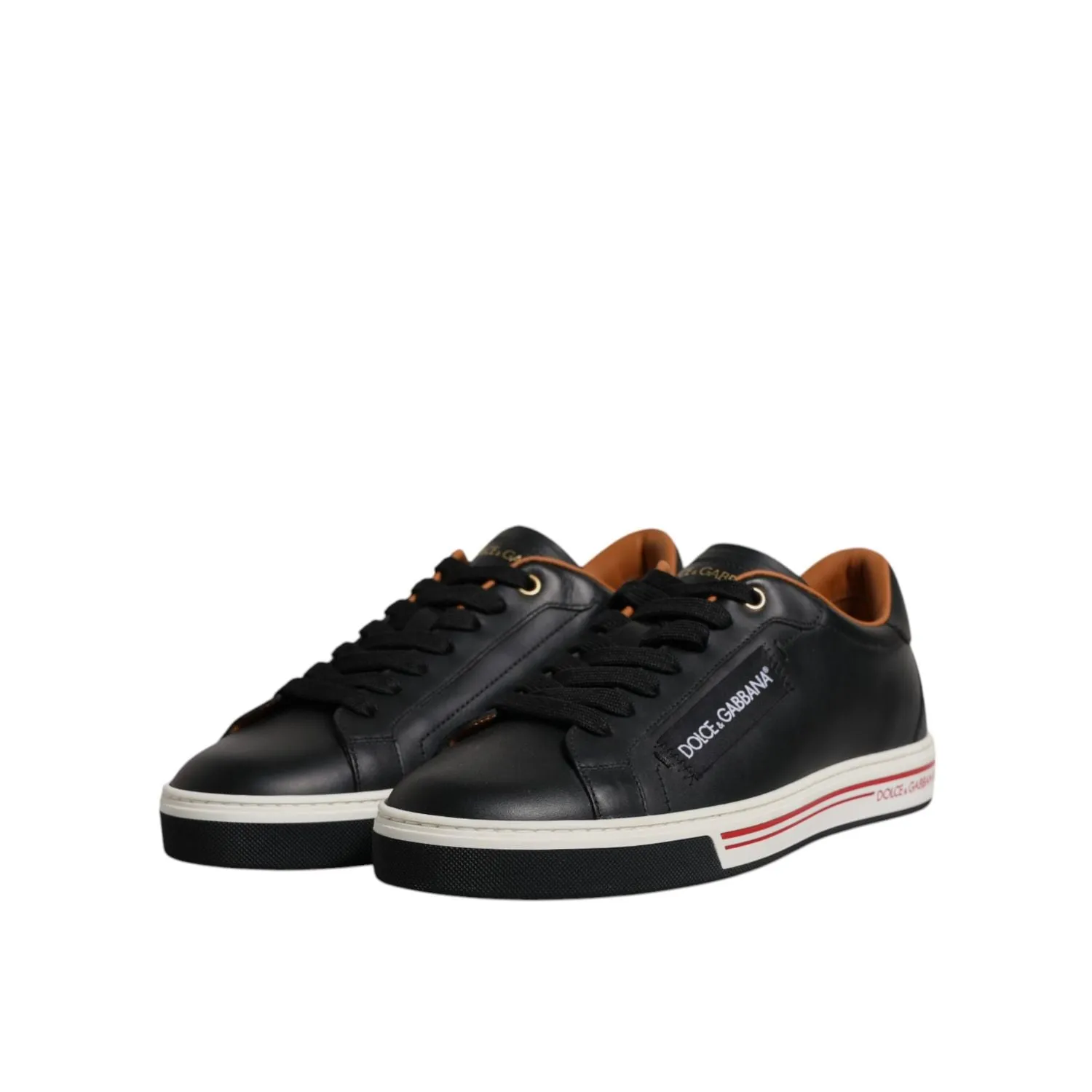 Dolce & Gabbana Black Leather Low Top Men Sneakers Shoes Badminton Sneakers