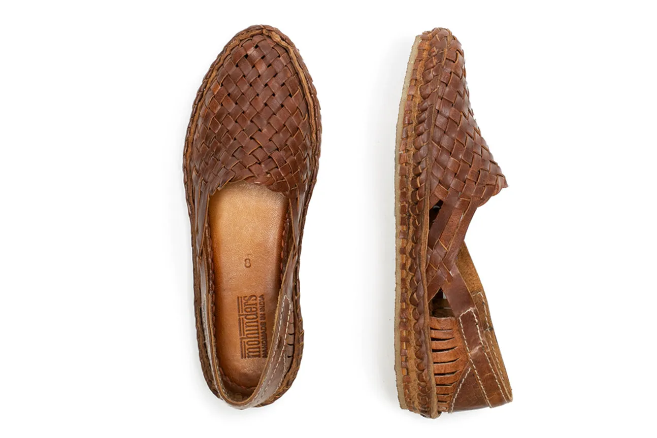 Horse Flats Shoes Woven Flat in Walnut