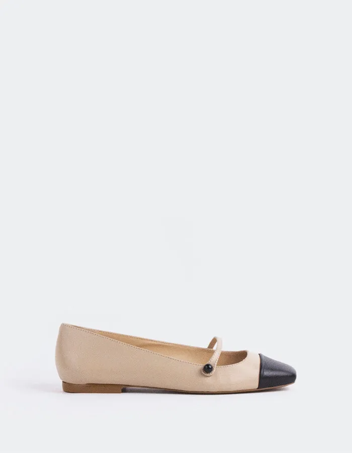 Yarrow Black.Nude Leather Flat Foot Supination Shoes
