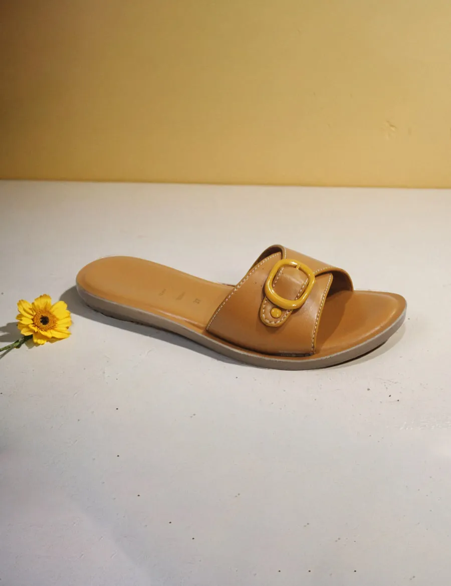 Tasman Sand Slippers Yellow | Flat Slippers for women