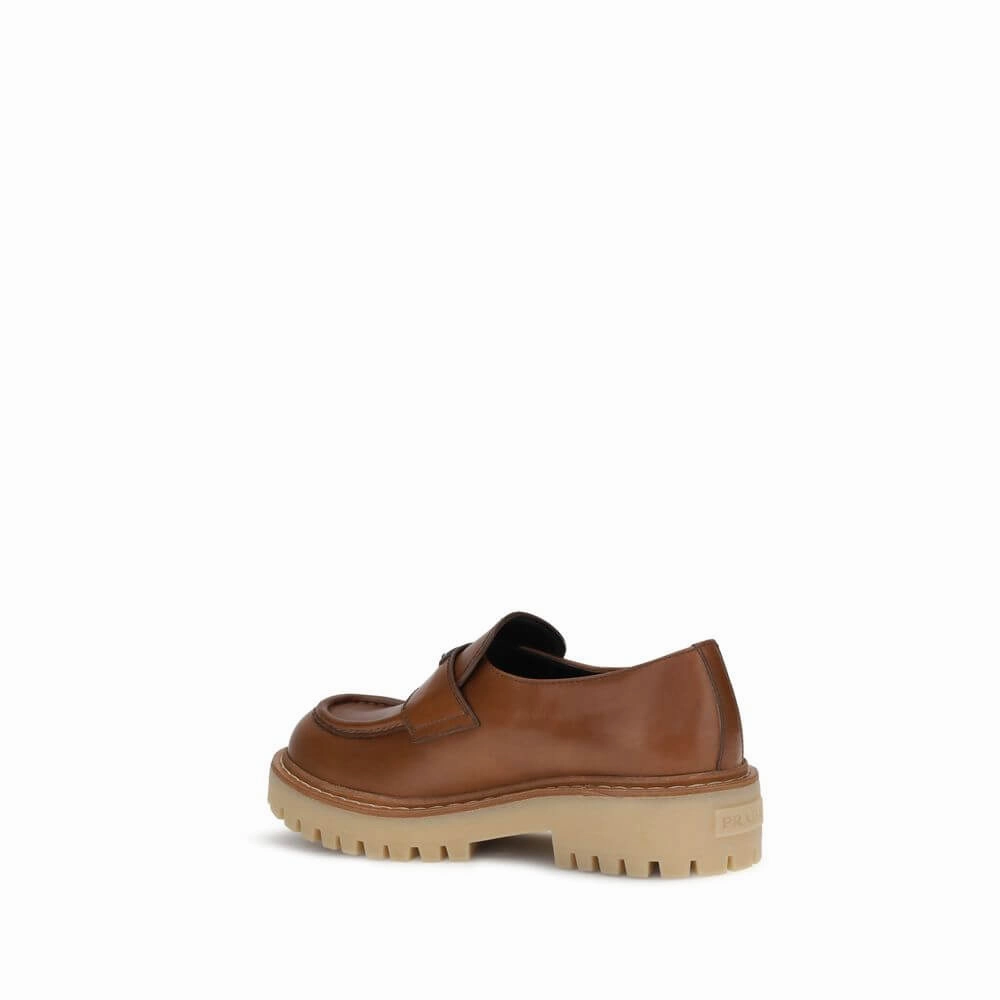 Crossword Clue Loafers Prada Brown Calf Leather Bos Taurus Slip-On Loafers