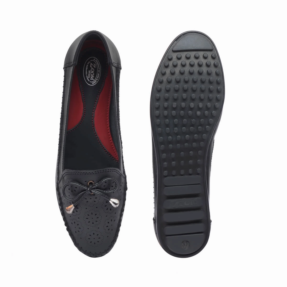 Venetian Loafers Zebra - Casual Leather Brogue Shoes for Women with Floral Pattern